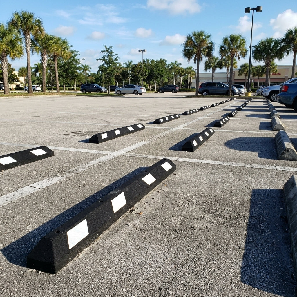 6 ft Rubber Parking Wheel Stop with Reflective Strips