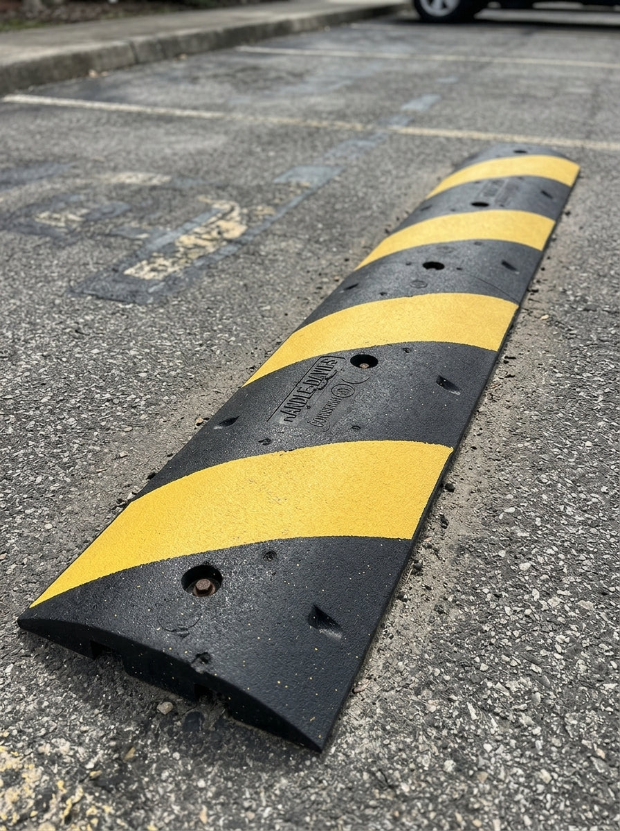 6 ft Recycled Rubber Speed Bump with Steel Spikes